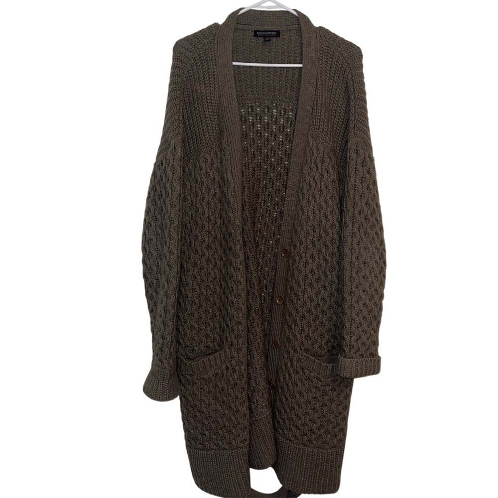 Banana Republic Olive Green Knit Chunky Cardigan Sweater XL